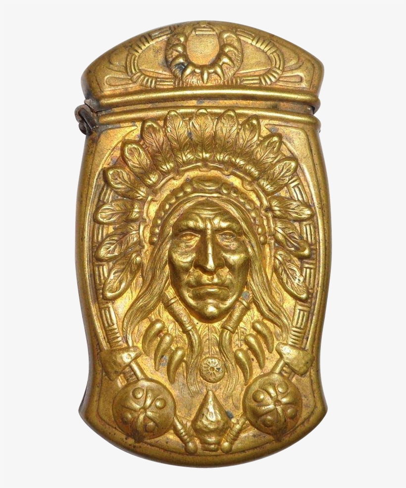 Rare Antique Gorham Brass Indian Head Match Safe Prototype - Antique, transparent png