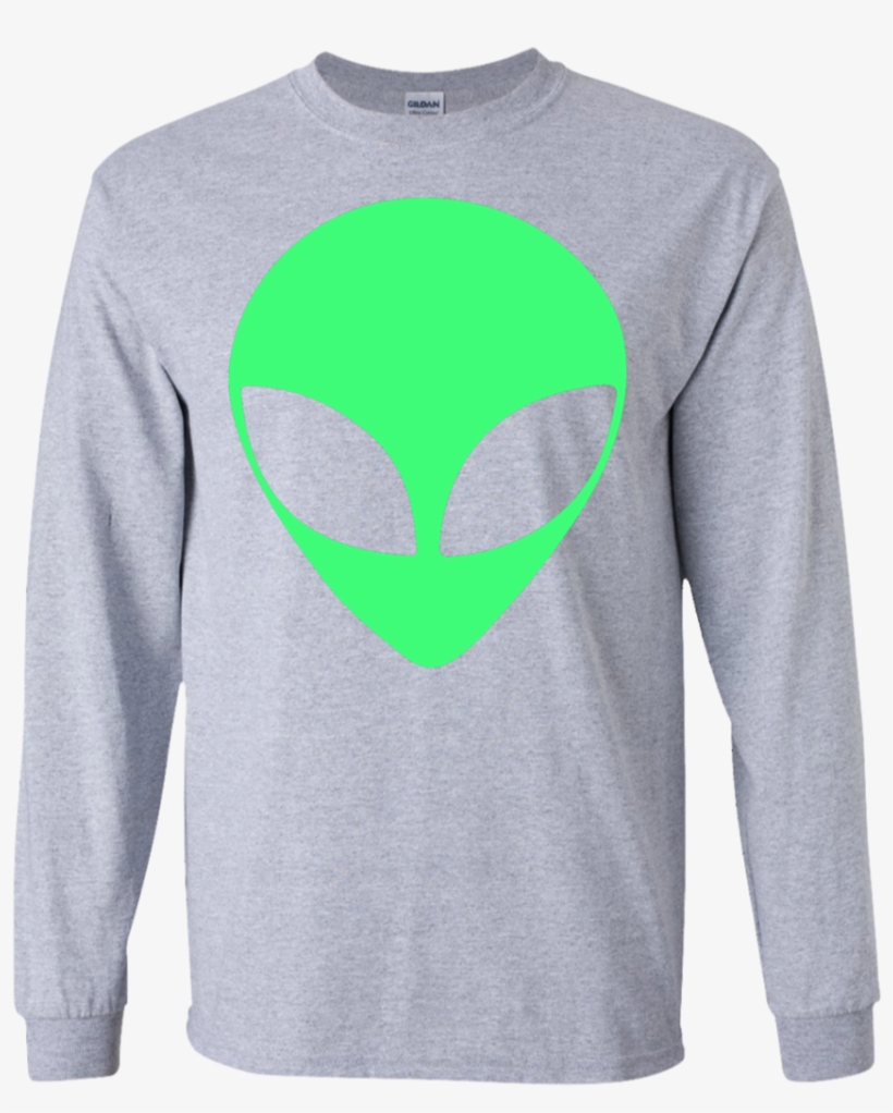 Green Alien Head 90's Style - Long-sleeved T-shirt, transparent png