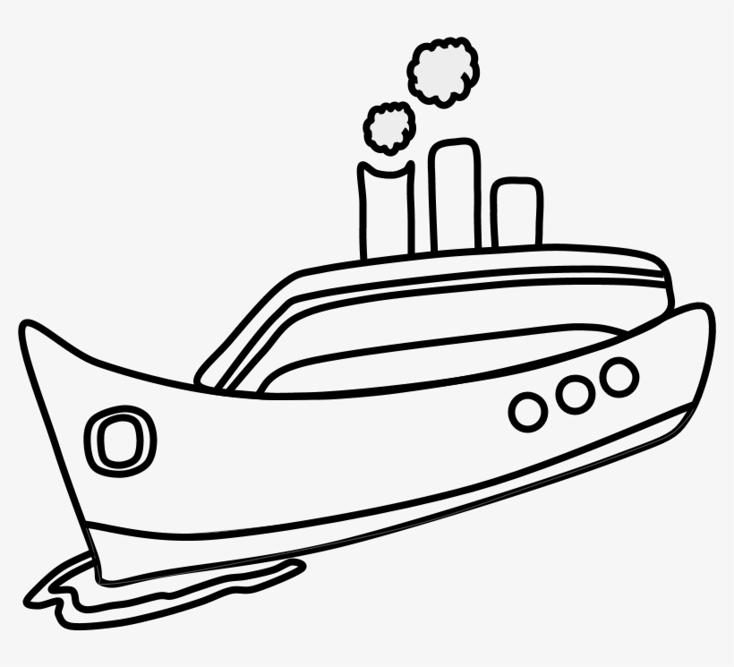 Ship, Smokestack, Png Ship, Smokestack, Black And White - Line Art, transparent png