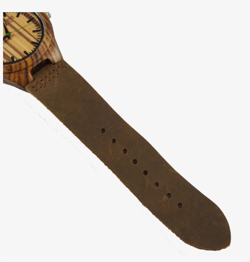 Zebrawood Watch With Dark Brown Leather - Strap, transparent png
