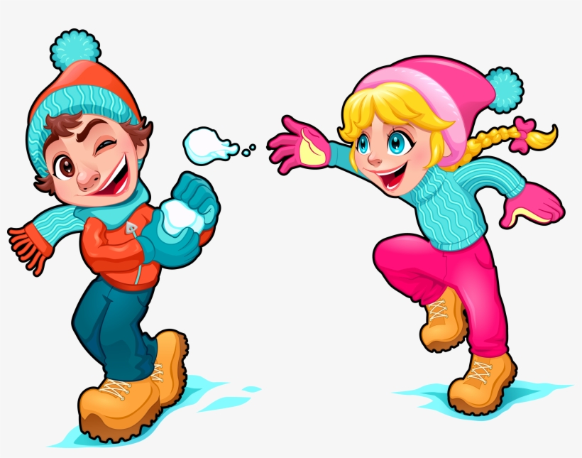 Cartoon Snow Play Illustration - Playing In The Snow Cartoon, transparent png