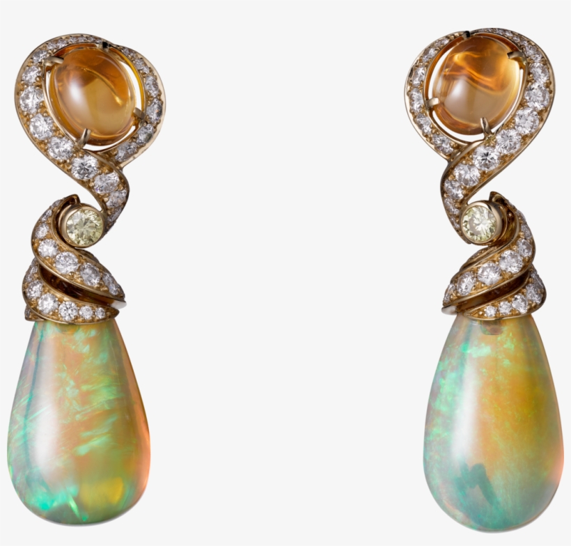 High Jewelry Earringsyellow Gold, Opals, Fire Opals, - Alta Gioielleria Oro Giallo, transparent png