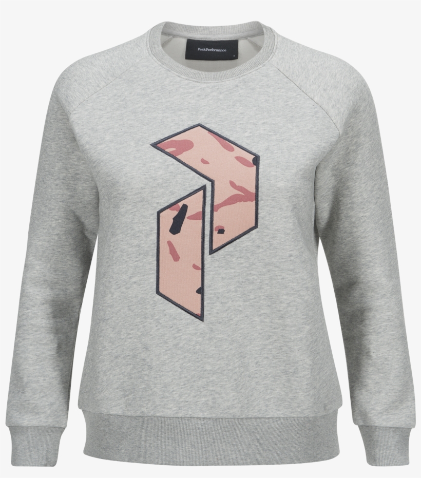 Women's Art Crew Neck Med Grey Mel - Long-sleeved T-shirt, transparent png