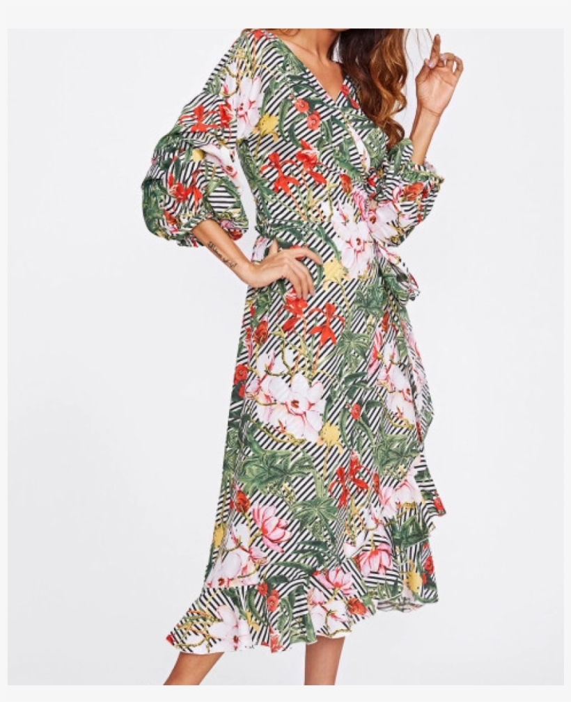 Ladies Western Green Summer Ruffle Maxi Dress Designs - Fashion Model, transparent png