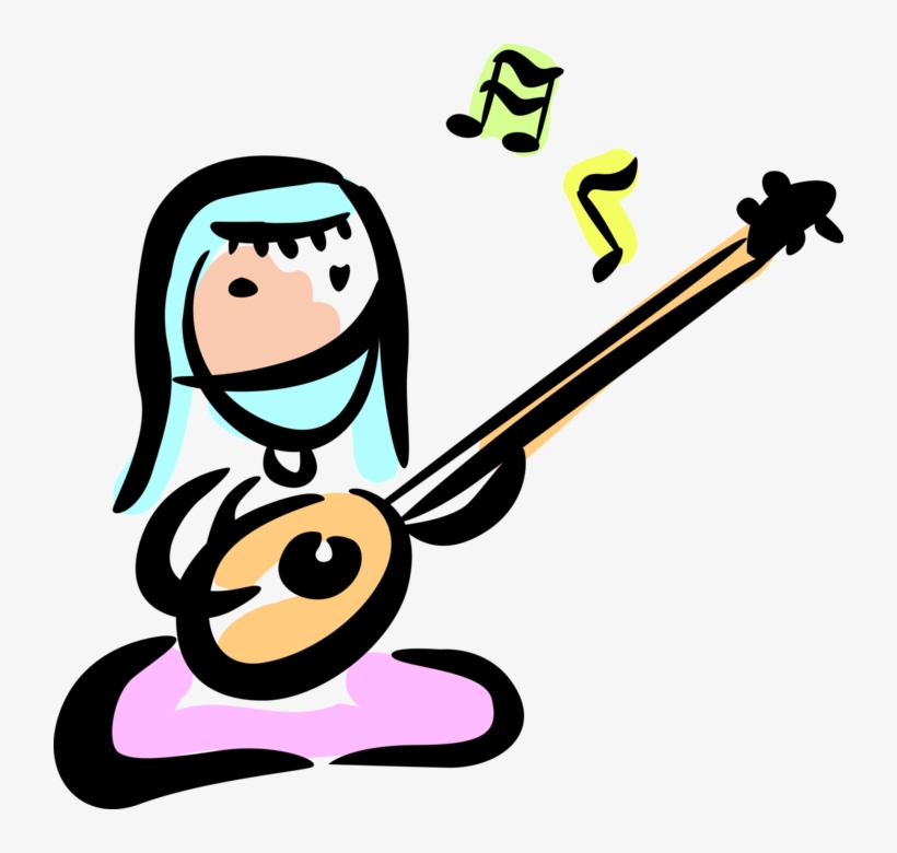 Vector Illustration Of Hindu Female Musician Plays, transparent png