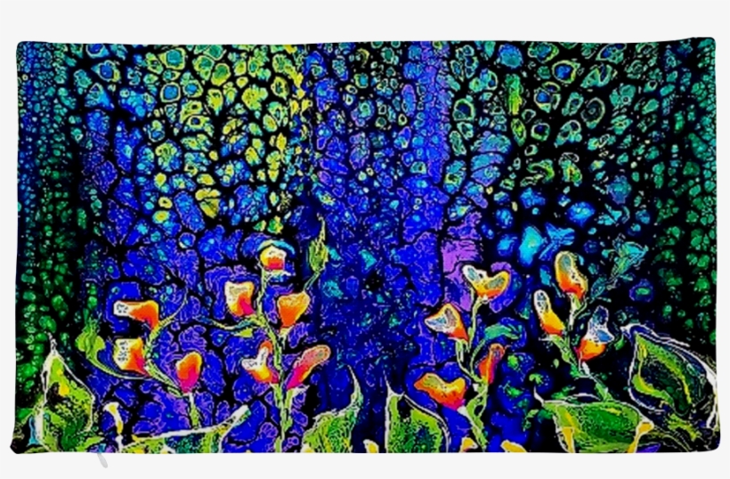 Abstract Flower Garden Premium Pillow Case Only - Acrylic Paint, transparent png