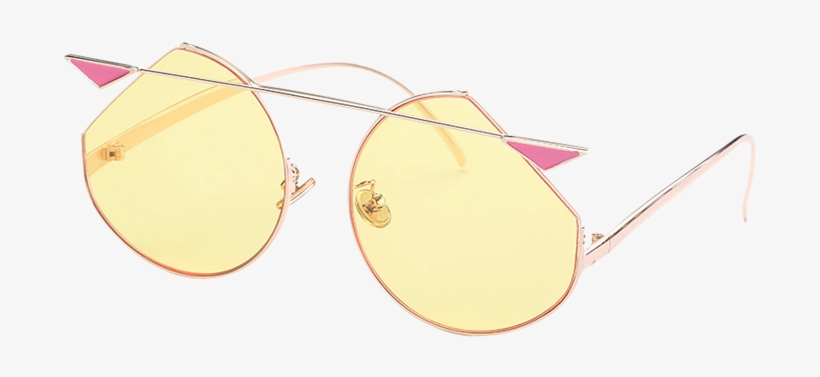 Mirrored Cat Eye Metallic Crossbar Cut Lens Sunglasses - Circle, transparent png