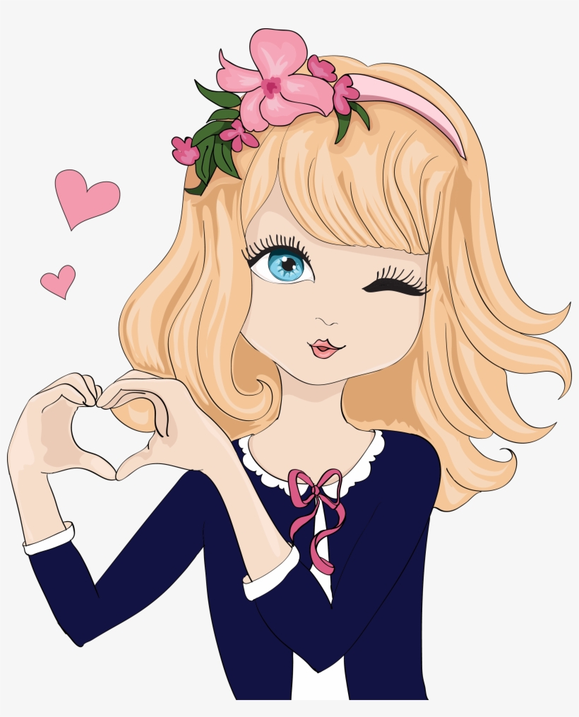 Cartoon Gesture Illustration - Animated Beautiful Girl Png, transparent png