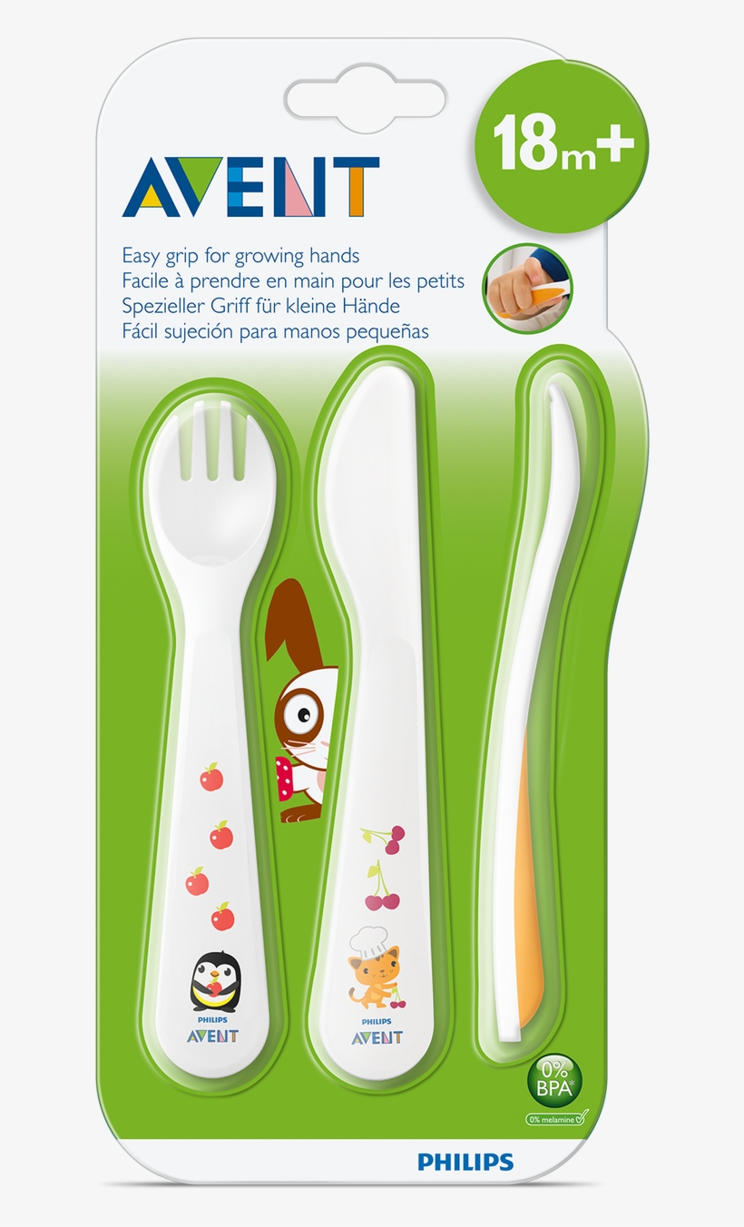 Toddler Fork, Knife & Spoon 18m - Avent, transparent png