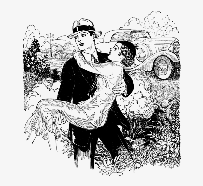 Art Twenties 1920s Car Carry Drawing Couple Love - 1920s Couple Art, transparent png