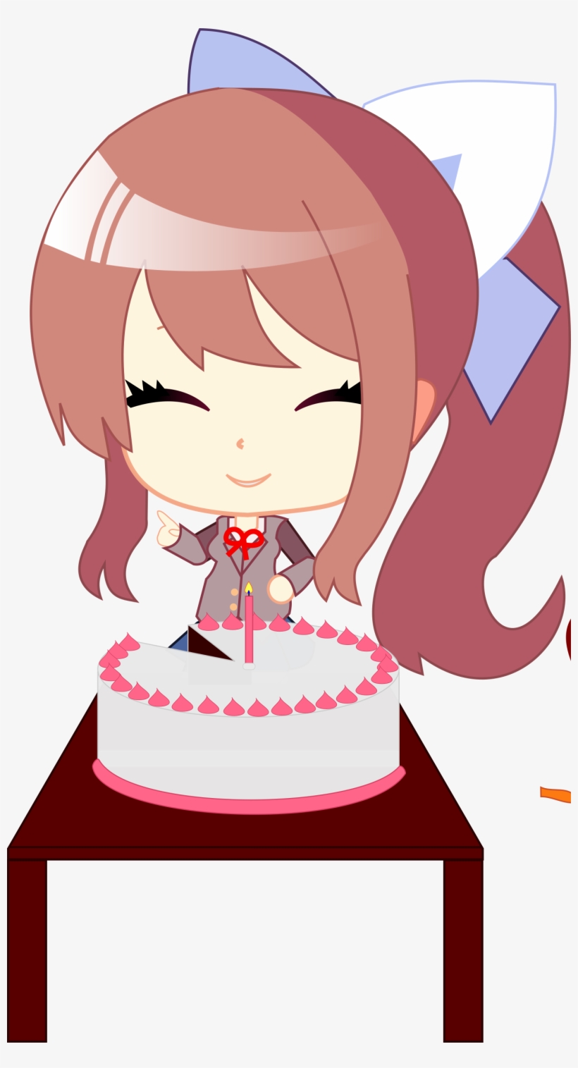 Monika And The Cake - Sayori Doki Doki Literature Club Chibi Png, transparent png