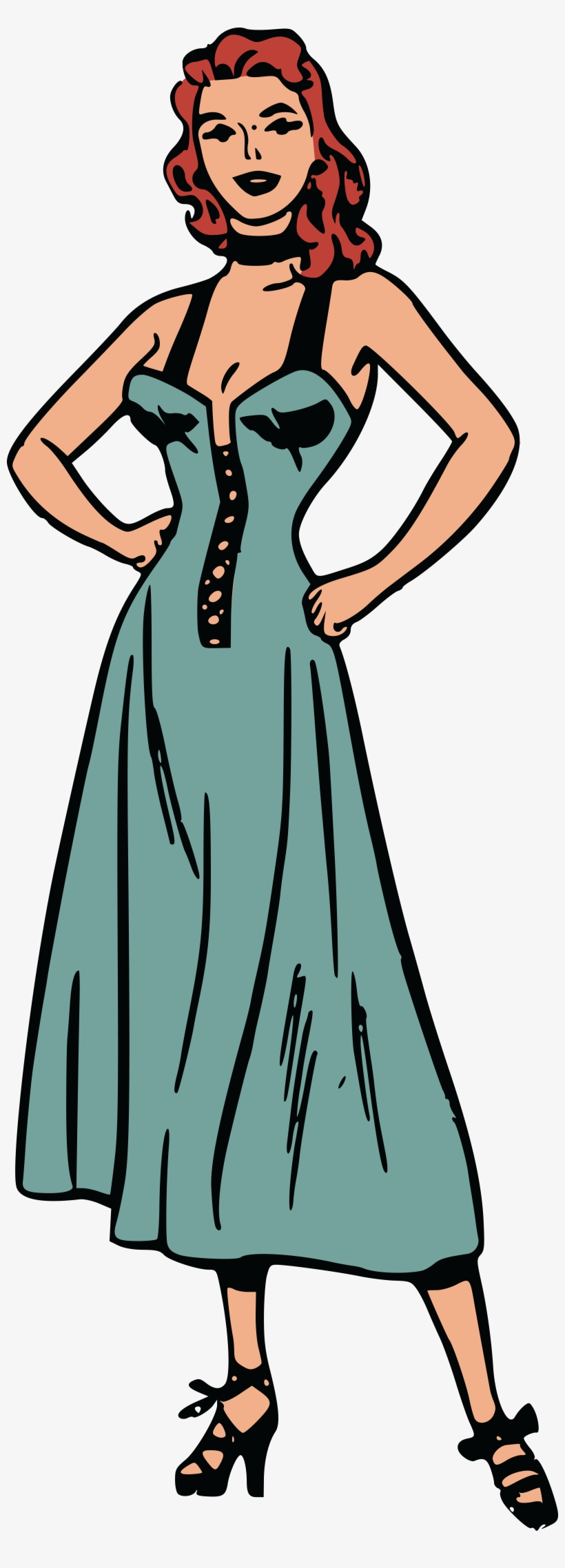 Dress Png Transparent Dress - Comic Frau Mit Kleid, transparent png