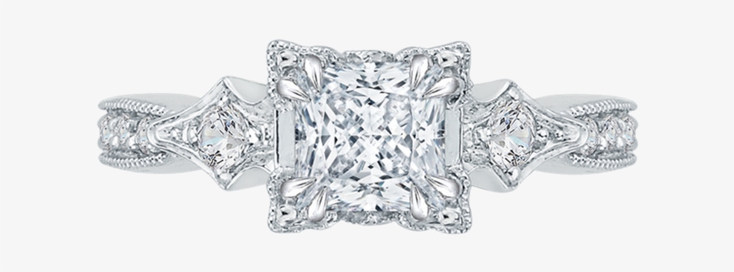 Carizza 18k White Gold Carizza Semi Mount Engagement - Engagement Ring, transparent png