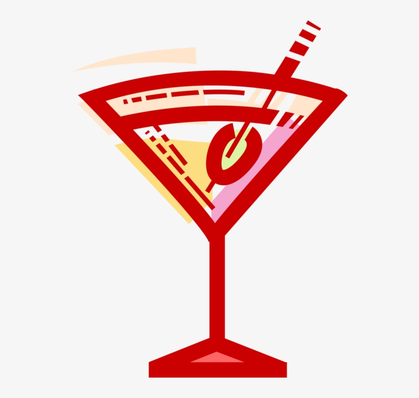 Vector Illustration Of Martini Alcohol Beverage Cocktail - Martini Glass, transparent png