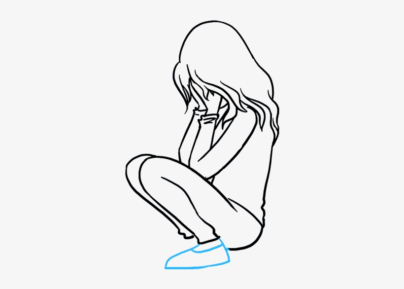 How To Draw Sad Girl Crying - Draw A Girl Crying, transparent png