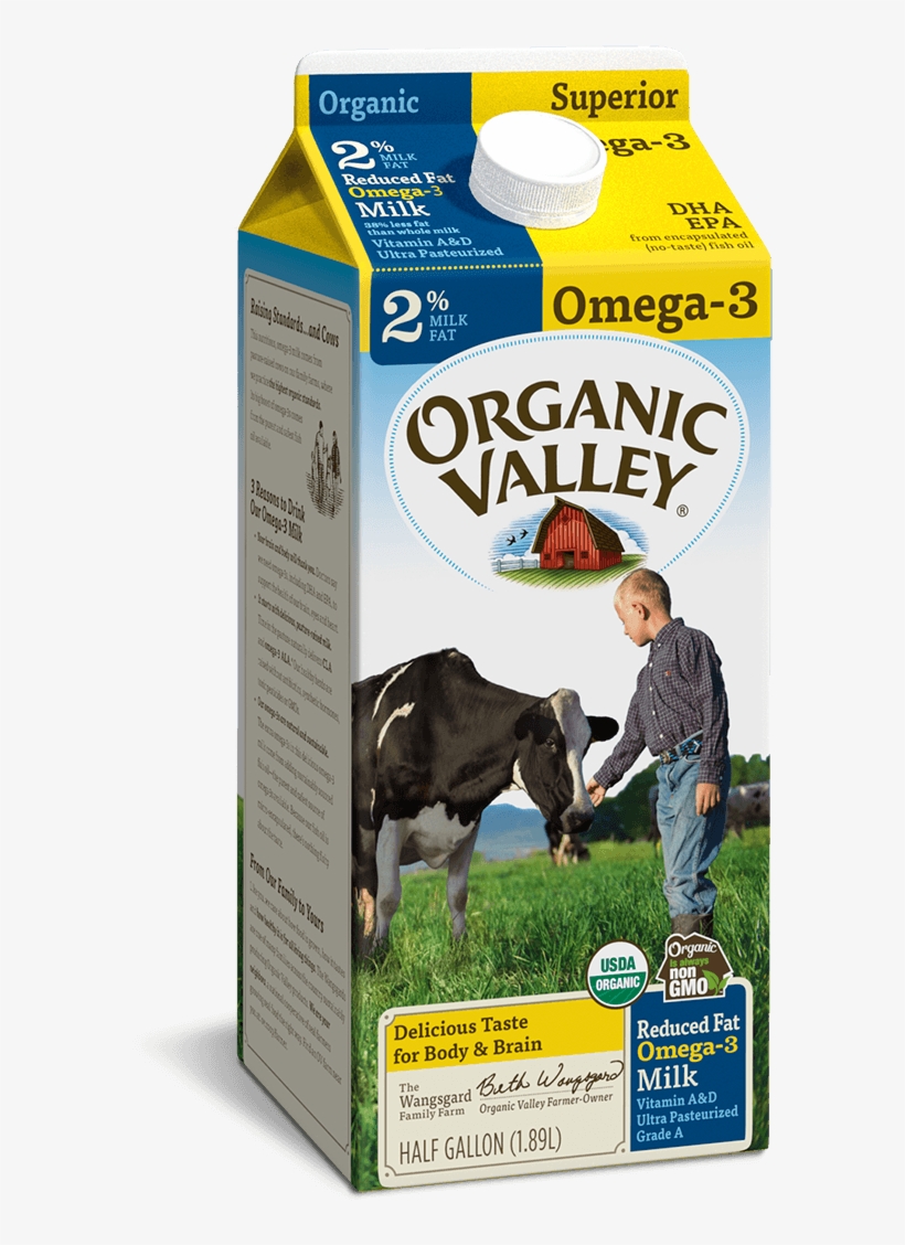 Omega-3 Reduced Fat 2% Milk, Ultra Pasteurized, Half - Organic Valley Milk, transparent png