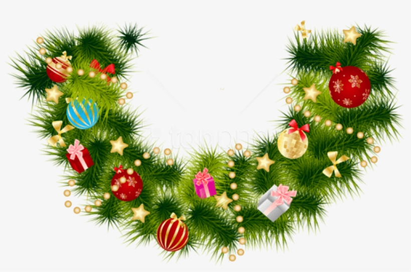Free Png Christmas Pine Branch Garland With Ornaments - Transparent Background Christmas Border Clipart, transparent png