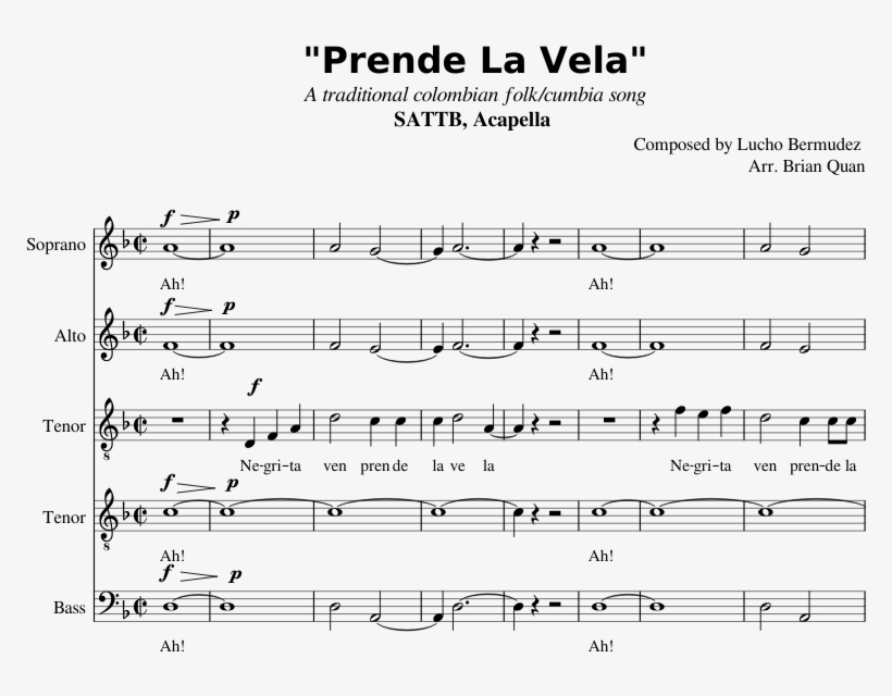 "prende La Vela" Sheet Music Composed By Composed By - Sheet Music, transparent png