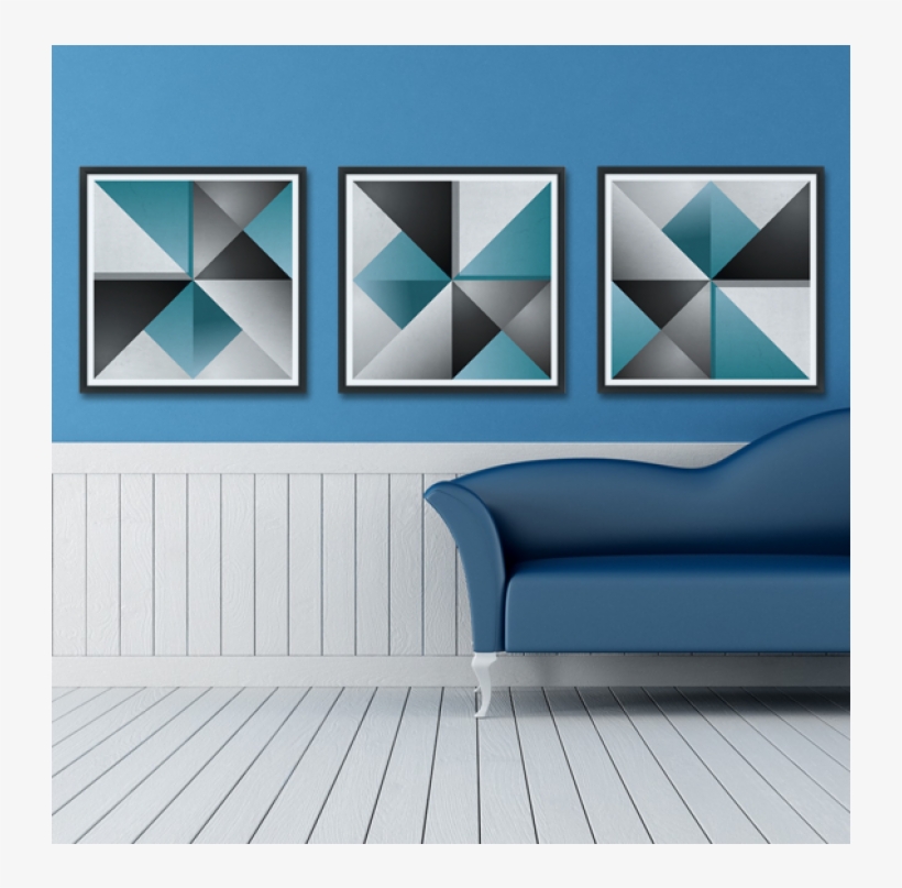 Painel 3 Peças Quadro Emoldurado Triângulos E Texturas - Studio Couch, transparent png