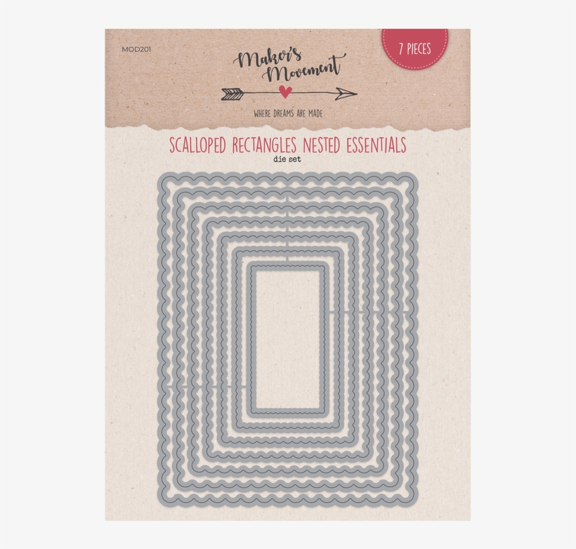 Sizzix Scalloped Rectangle Die, transparent png