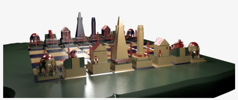 3d Chess Set Of San Francisco Skyline Created In Maya - Scale Model, transparent png
