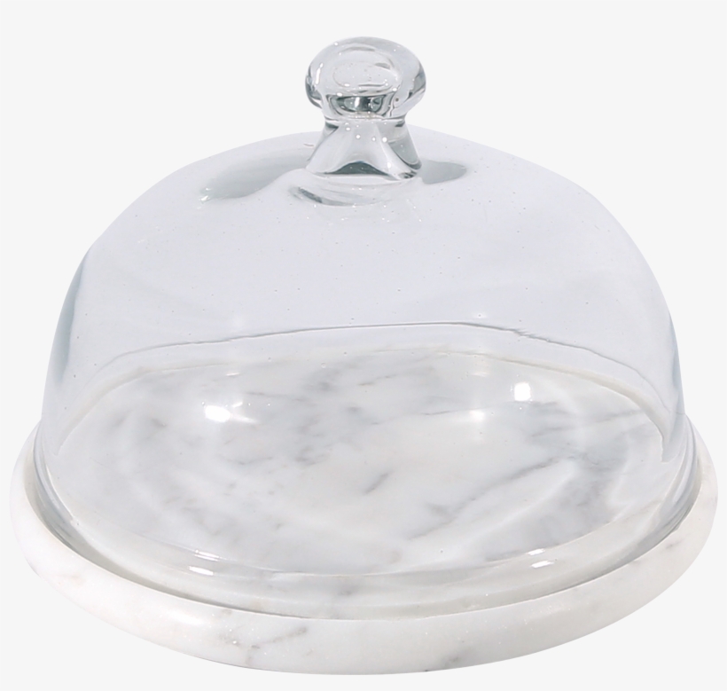White Marble Stone 8″ Platter With Glass Dome - Serveware, transparent png