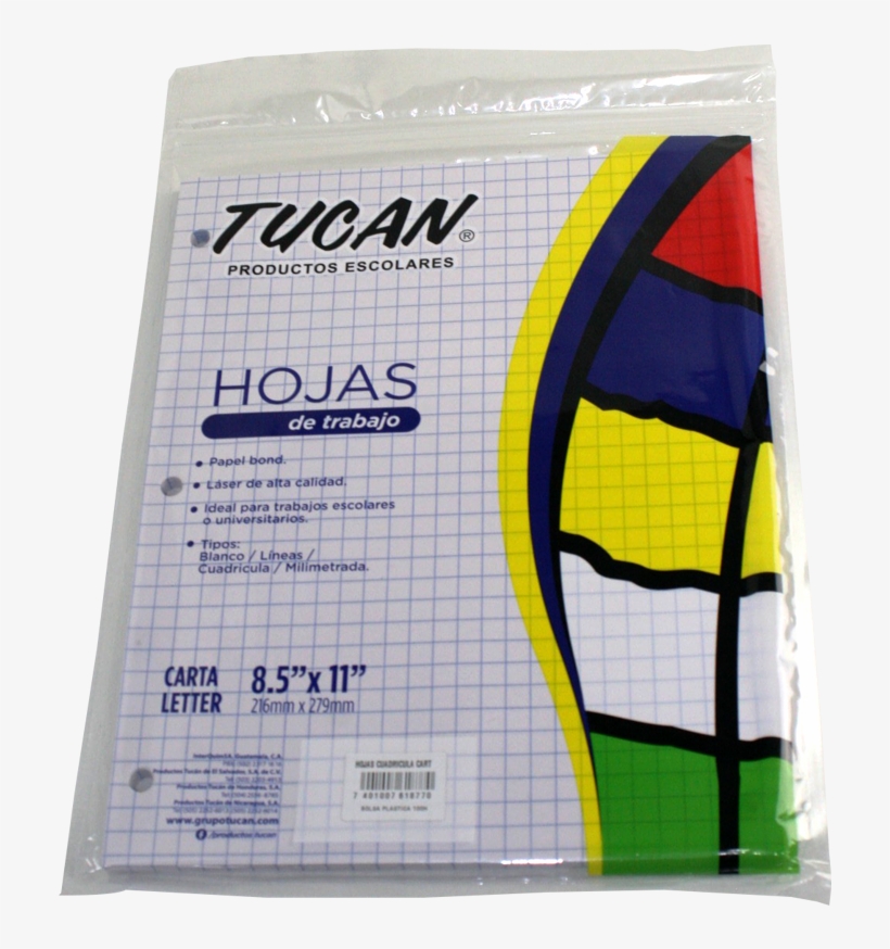 Hoja Bond Cuadrícula Carta Bolsa Plástica 100 Hojas - Productos Tucan, transparent png