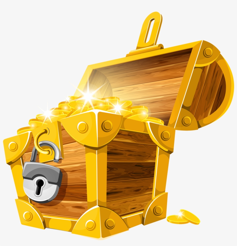 Gold Coins Treasure Chest Png Clipart Picture - Gold Treasure Chest Png, transparent png