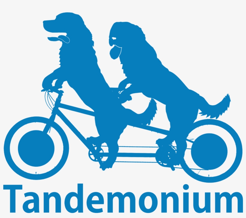 A Light Blue Silhouette Of Two Dogs Riding A Tandem - Graphic Design, transparent png