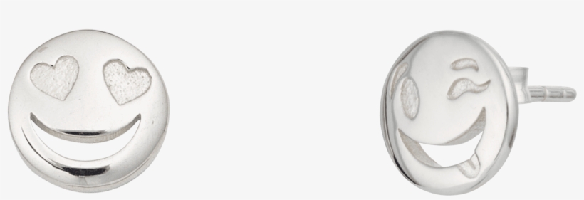 Silver Emoji Stud Earrings With ' - Earrings, transparent png