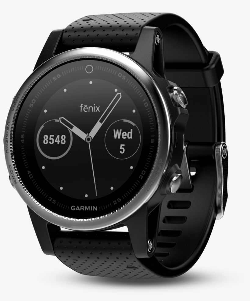 Silver With Black Band - Garmin Fenix 5s Silver, transparent png
