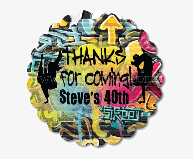 80's 90's Hip Hop Graffiti Birthday Favor Tag - Illustration, transparent png