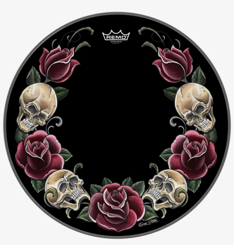 Remo Powerstroke P3 Skyndeep Bass Drumhead-tattoo Rock - Roses Rock Png, transparent png