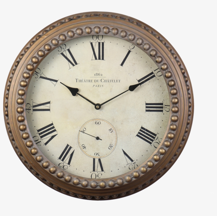 Chatelet Clock Gold - Clock, transparent png