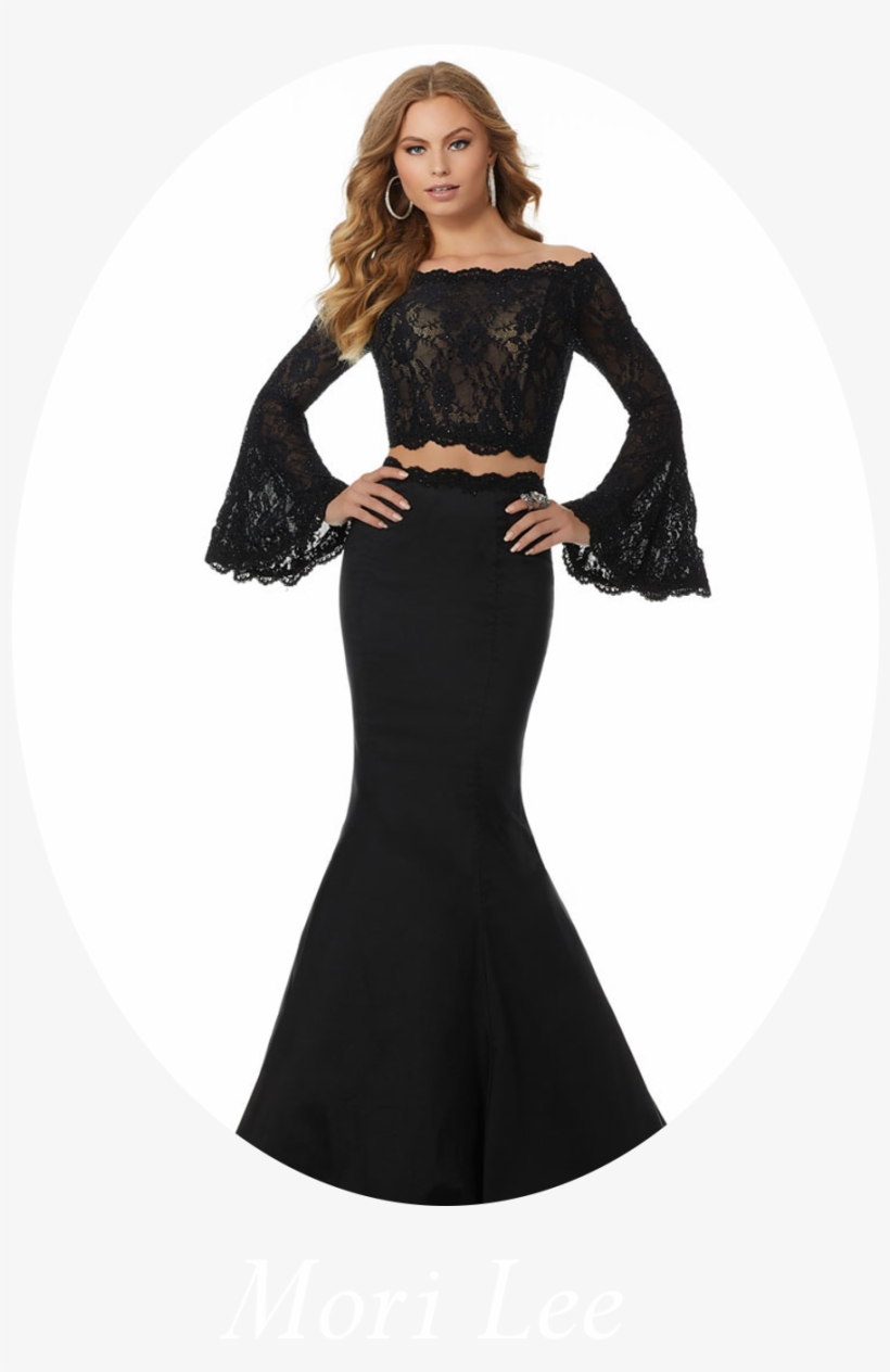 Black Bell Sleeve Prom Dress, transparent png