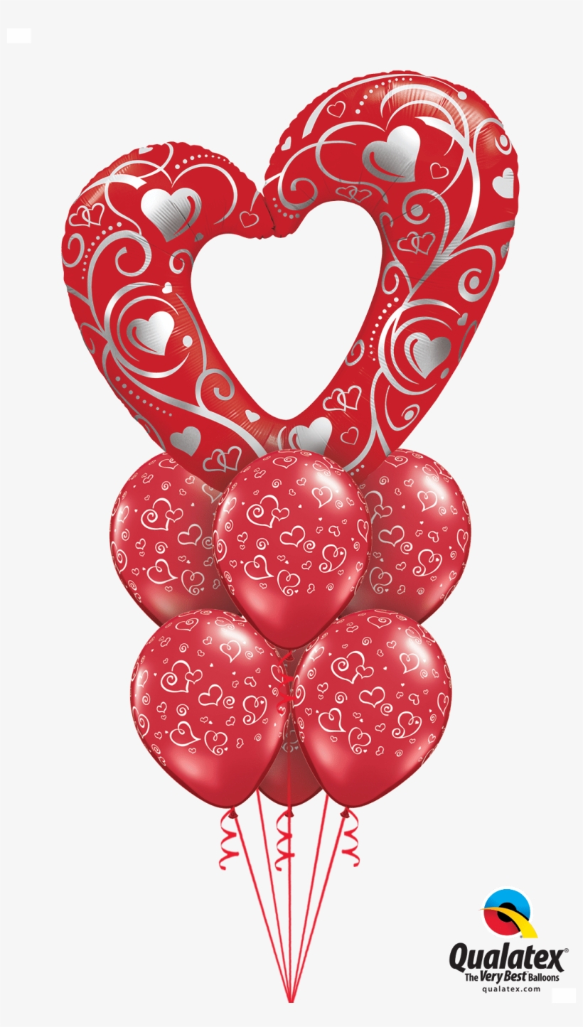 Mega Heart Balloon Bouquet - Valentine's Day Balloon Bouquet Latex, transparent png