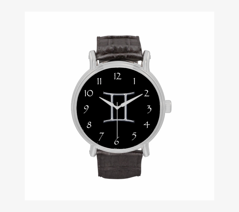 Gemini Zodiac-black With Silver Horoscope Sign Watch - Opal Watch Mens, transparent png