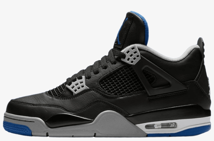 Nike Air Jordan 4 Retro Black / Game Royal / Matte - Jordan 4 Motorsport Black, transparent png