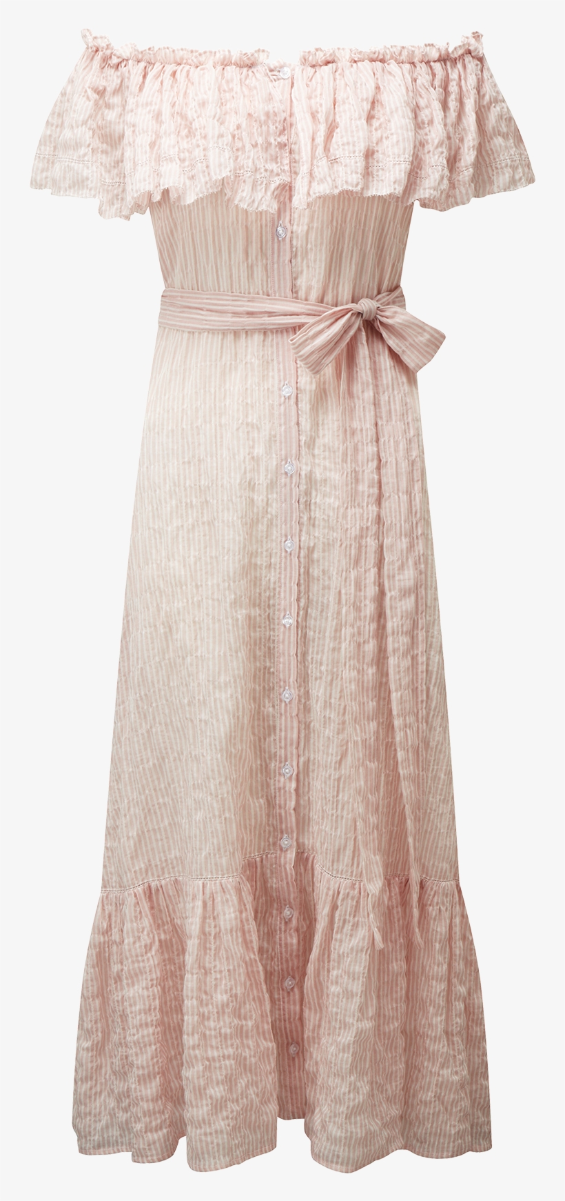 Mira Button Down Dress Pink Striped Crinkle Front V=1543620861 - Gown, transparent png