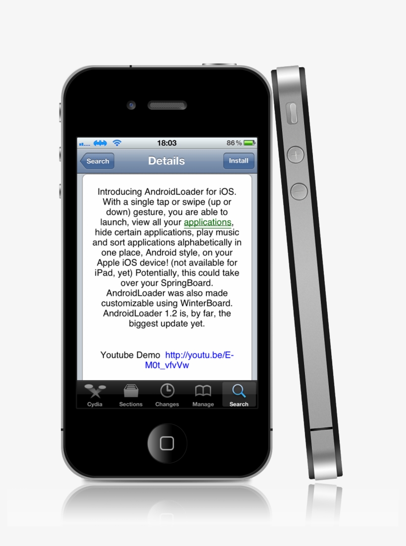 The Name Of The Tweak Will No Doubt Give It Away, But - Iphone 4 Sideways, transparent png