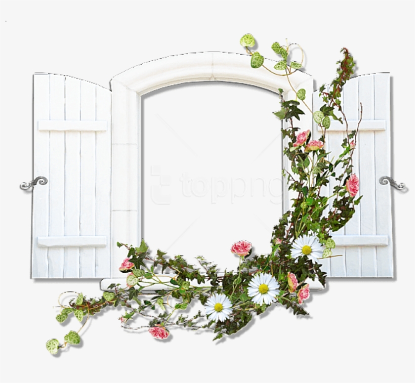 Free Png Window With Wild Flowers Flowers Transparent - Floral Frame Window Png, transparent png