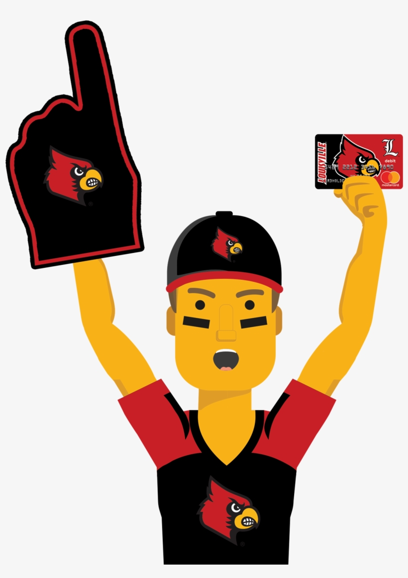 Louisville Ultimate Fan Holding The Louisville Cardinals - Cartoon, transparent png