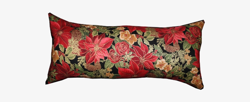 Decorative Pillow 10" X 20" Red Printed With Poinsettia - Cushion, transparent png