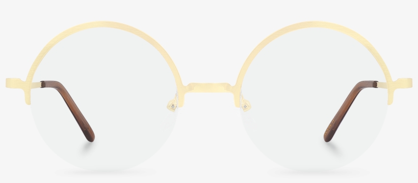 Front View Of John Round Glasses Made From Gold Metal - Glasses, transparent png