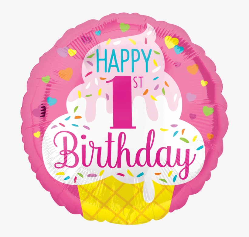 1st Birthday - Girl First Birthday Balloon, transparent png