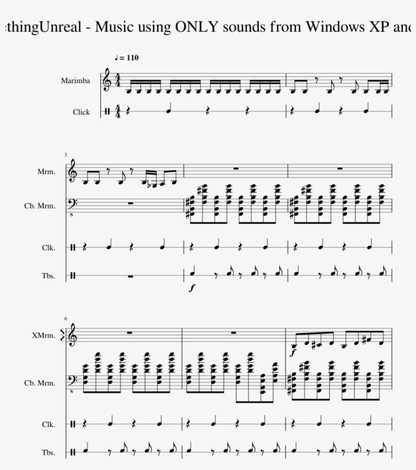 Music Using Only Sounds From Windows Xp And 98 2 Sheet - Sheet Music, transparent png