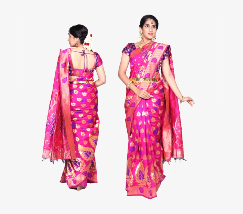 Maharani Pink Jari Jacquard Cotton Silk Saree - Maharani Sarees, transparent png