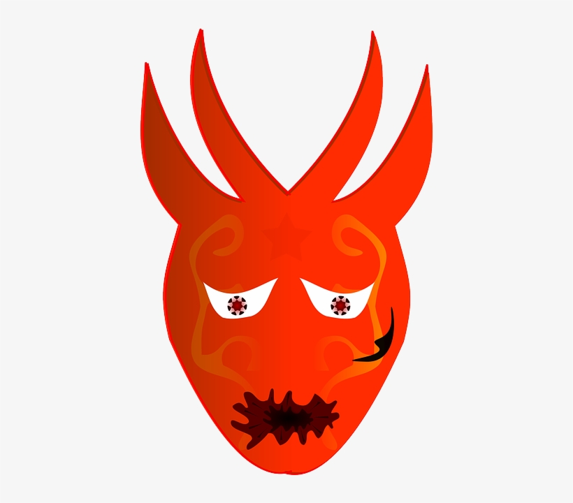 Devil, Mask, Monster, Horns, Lucifer, Demon, Hell - Red Devil Monster Shower Curtain, transparent png