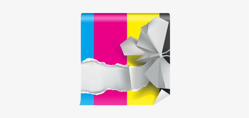 Origami Butterfly Ripping Paper With Print Colors Wall - Paper, transparent png