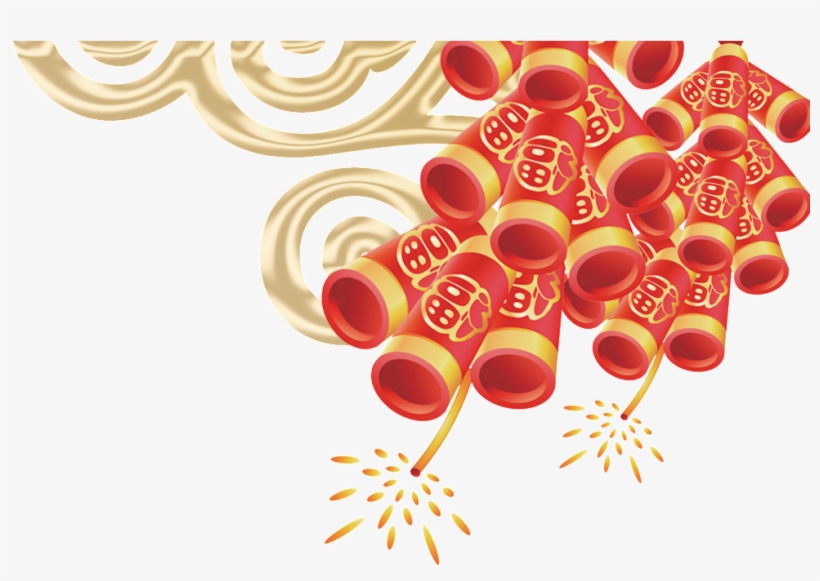 New Year Firecrackers String Transparent Illustration - 炮 竹 素材, transparent png